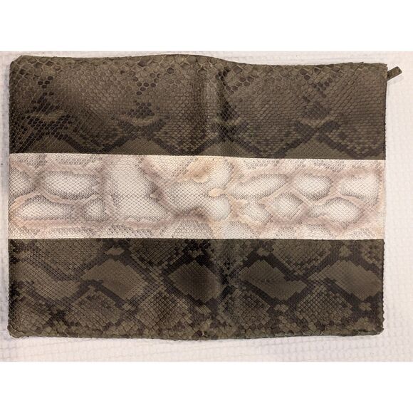 Italian Leather Clutch – Soft, Snakeskin, Magnetic Foldover, Unused Interior - Picture 6 of 8
